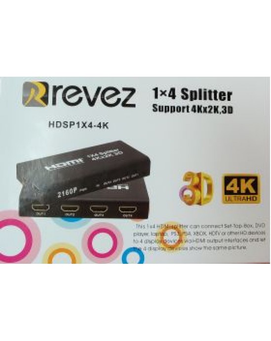 Revez 4 Way HDMI Splitter (4K Supported)