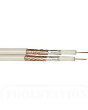 1m Twin RG6 Satellite Cable (Black or White)