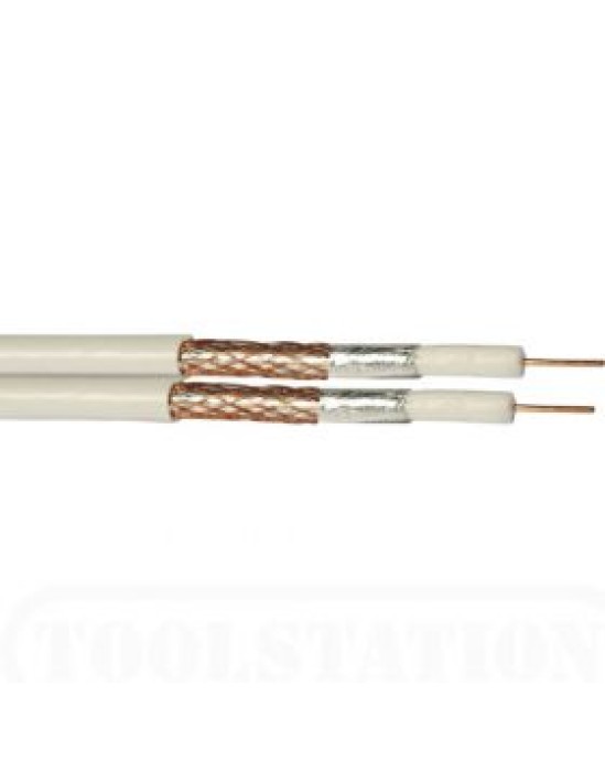 1m Twin RG6 Satellite Cable (Black or White)