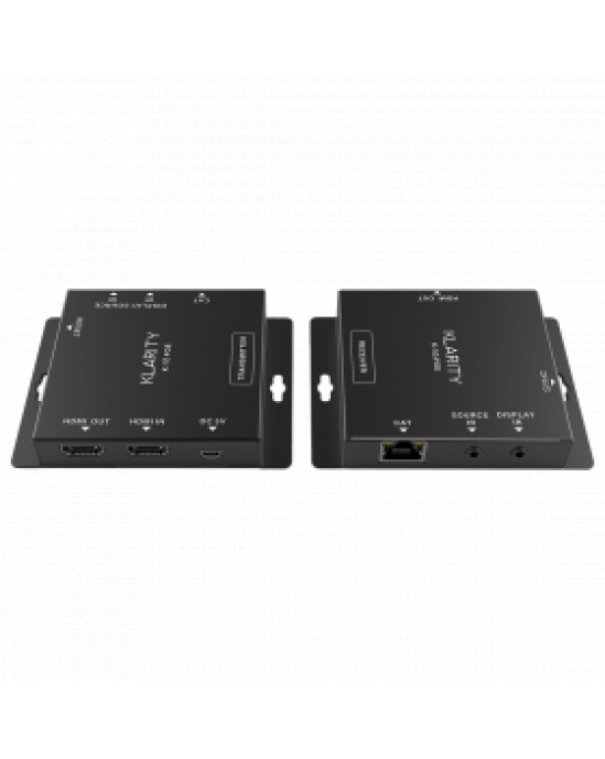 Klarity HDMI Extender Over Single CAT5/6 PoE with IR Control and HDMI Loop-Through