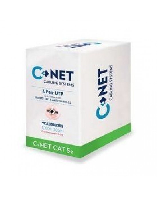 CNET 305m Grey CAT5e UTP Ethernet Cable (Solid Copper)