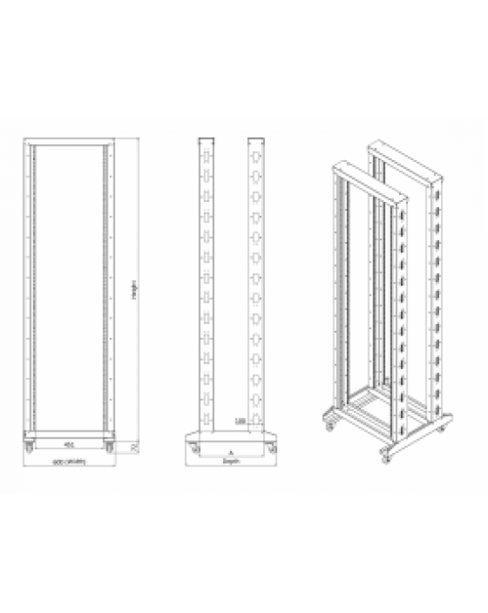 Revez 4 Post Open Frame Floor Standing Data / Network Rack (33U-47U)