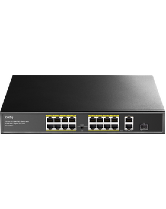 Cudy 16 Port 100M PoE+ Switch + 2 GB Uplink + SFP 200W